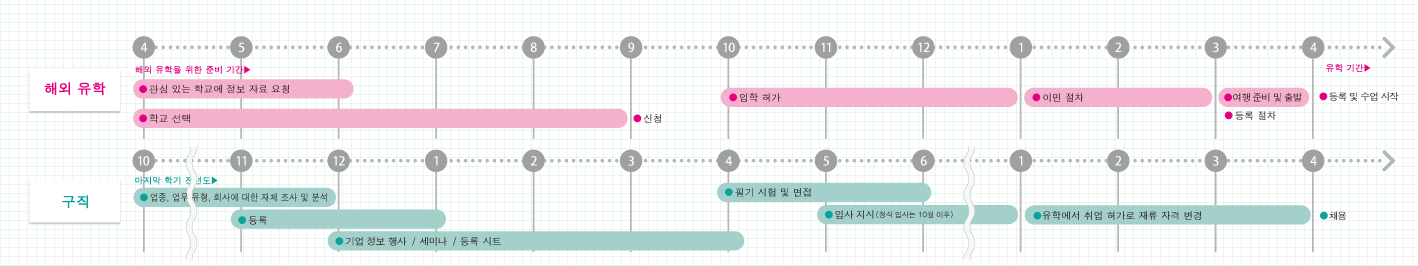 留学から就職までの流れのイメージ